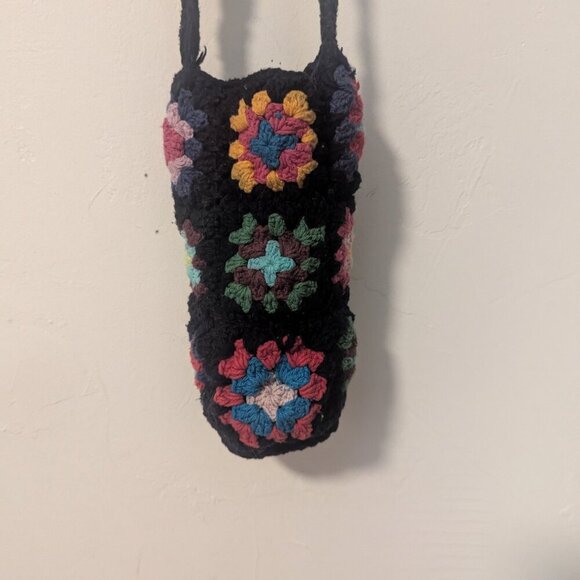 Festival Crochet Granny Square Bag Water Bottle Crossbody Boho Rainbow Hippie - Picture 8 of 9